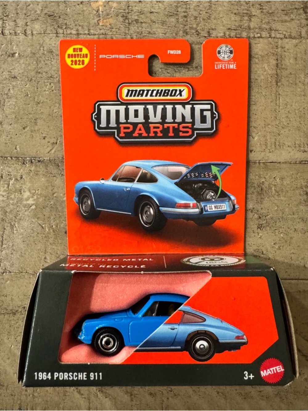 Matchbox 1964 Porsche 911 Die-Cast Car in Blue with Moving Parts